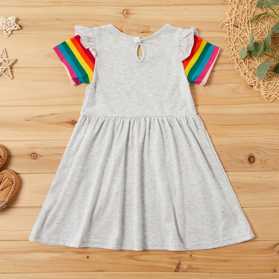 Baby / Toddler Girl Pretty Unicorn Decor Rainbow Print Dresses
